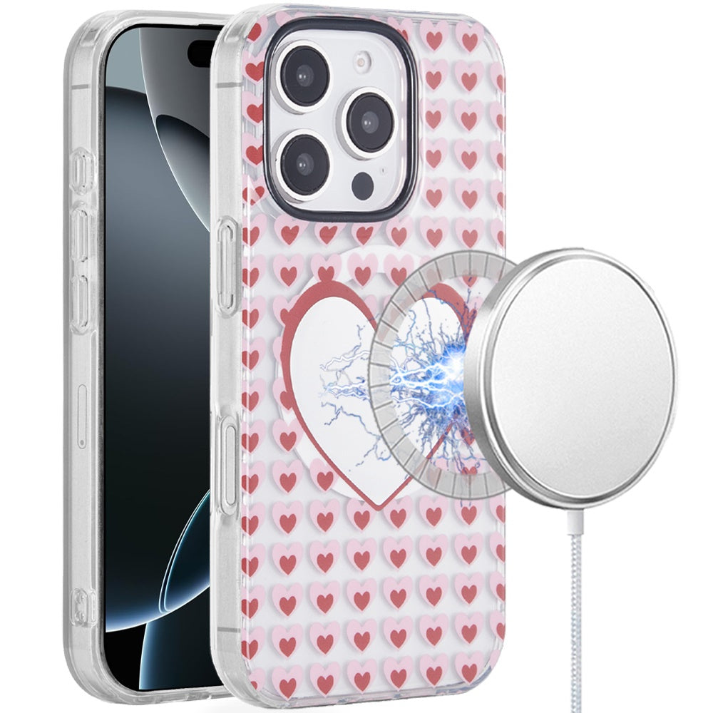 For iPhone 16 6.1inch Case Dual Layer TPU Design Magnetic Circle +Tempered Glass