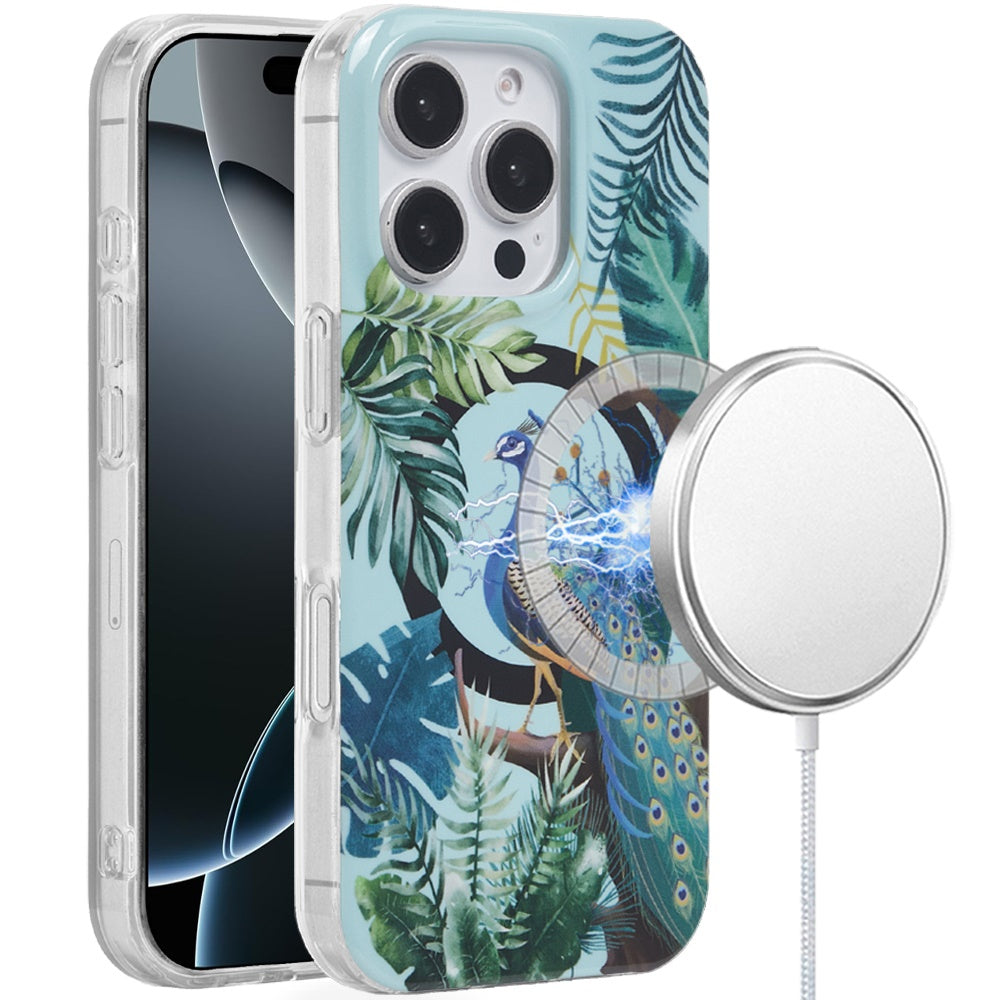 For iPhone 16 6.1inch Case Dual Layer TPU Design Magnetic Circle +Tempered Glass