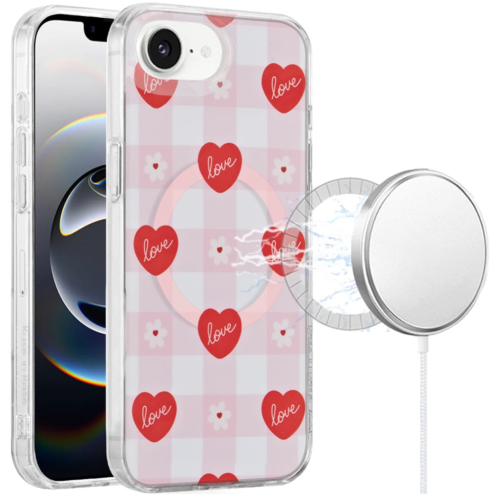 For iPhone 16e Case In Mold Design Dual Layer Magnetic Circle + Tempered Glass