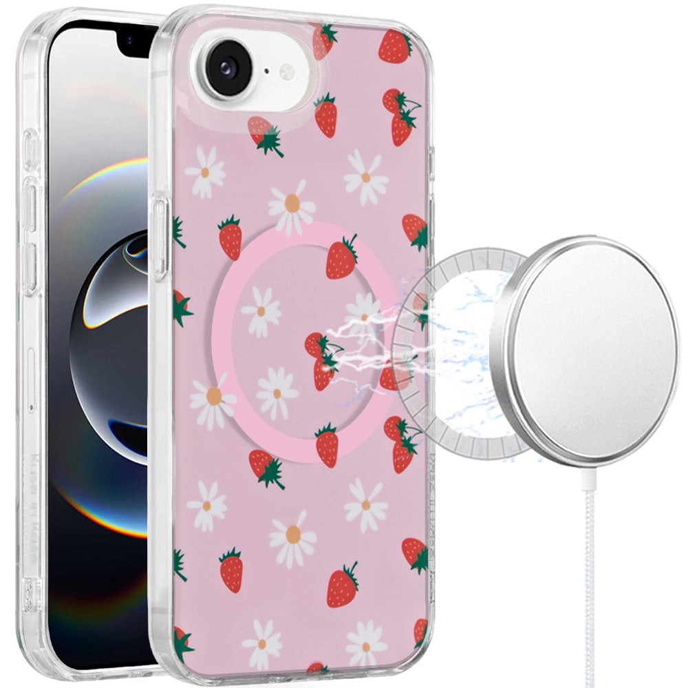 For iPhone 16e Case In Mold Design Dual Layer Magnetic Circle + Tempered Glass