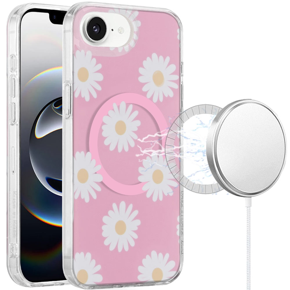 For iPhone 16e Case In Mold Design Dual Layer Magnetic Circle + Tempered Glass