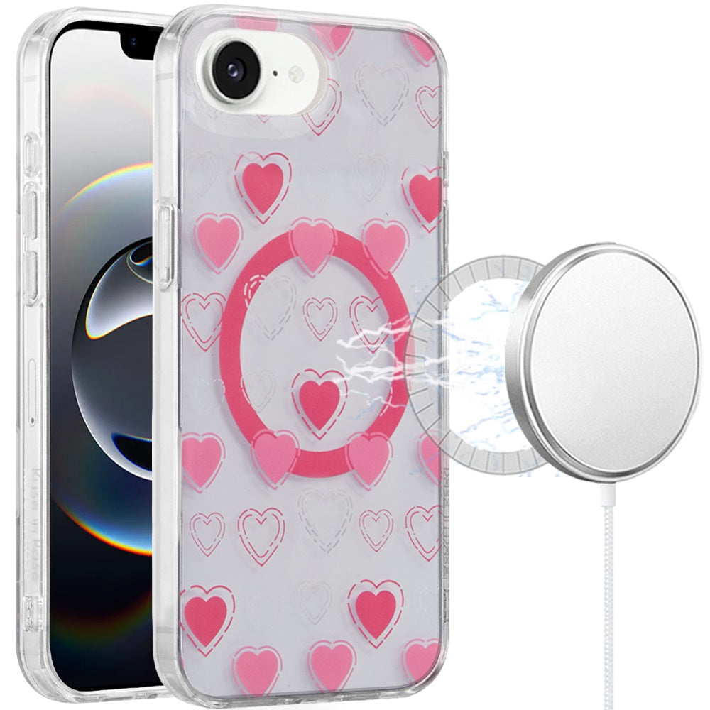 For iPhone 16e Case In Mold Design Dual Layer Magnetic Circle + Tempered Glass