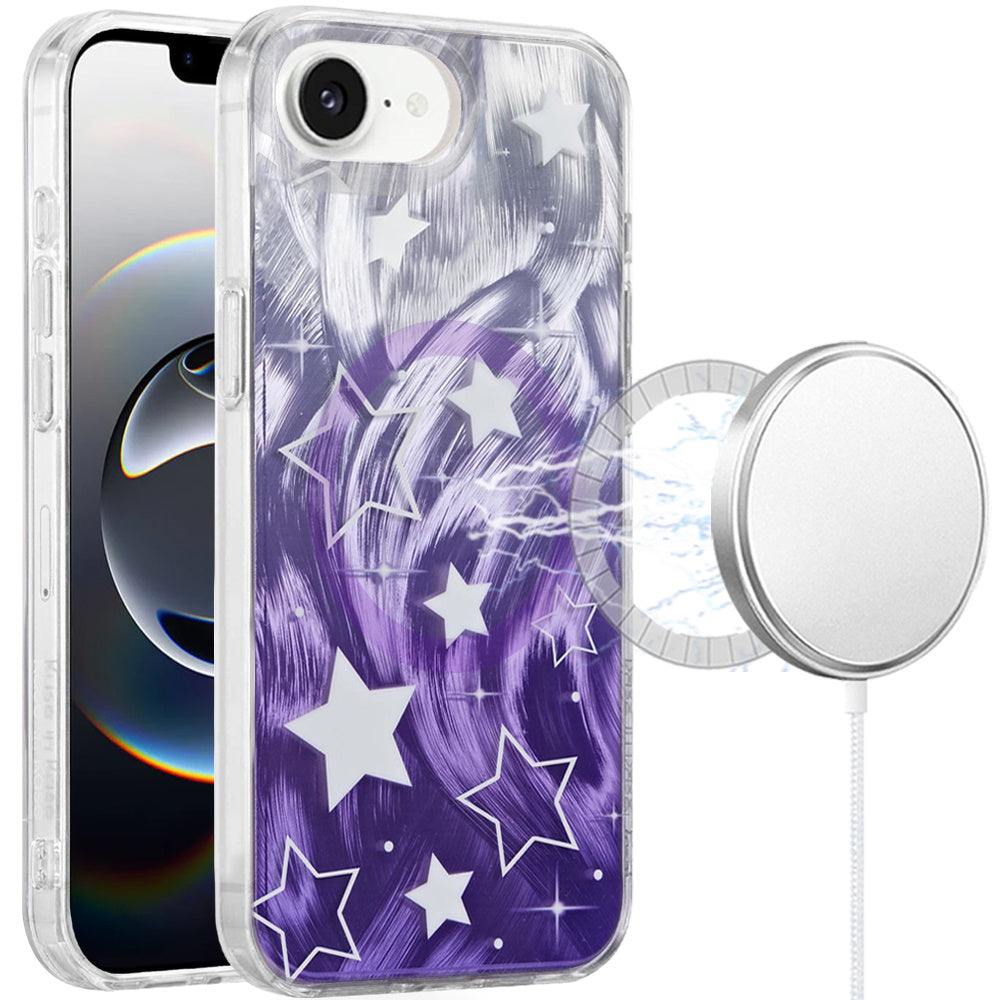 For iPhone 16e Case In Mold Design Dual Layer Magnetic Circle + Tempered Glass