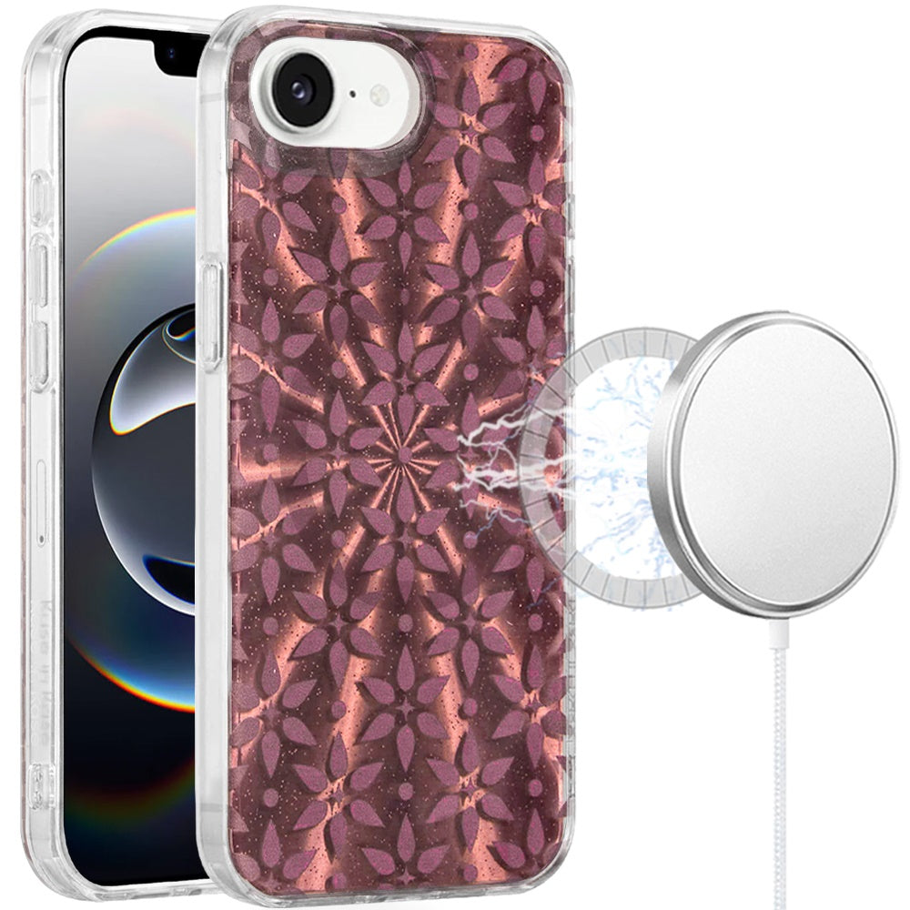 For iPhone 16e Case In Mold Design Dual Layer Magnetic Circle + Tempered Glass