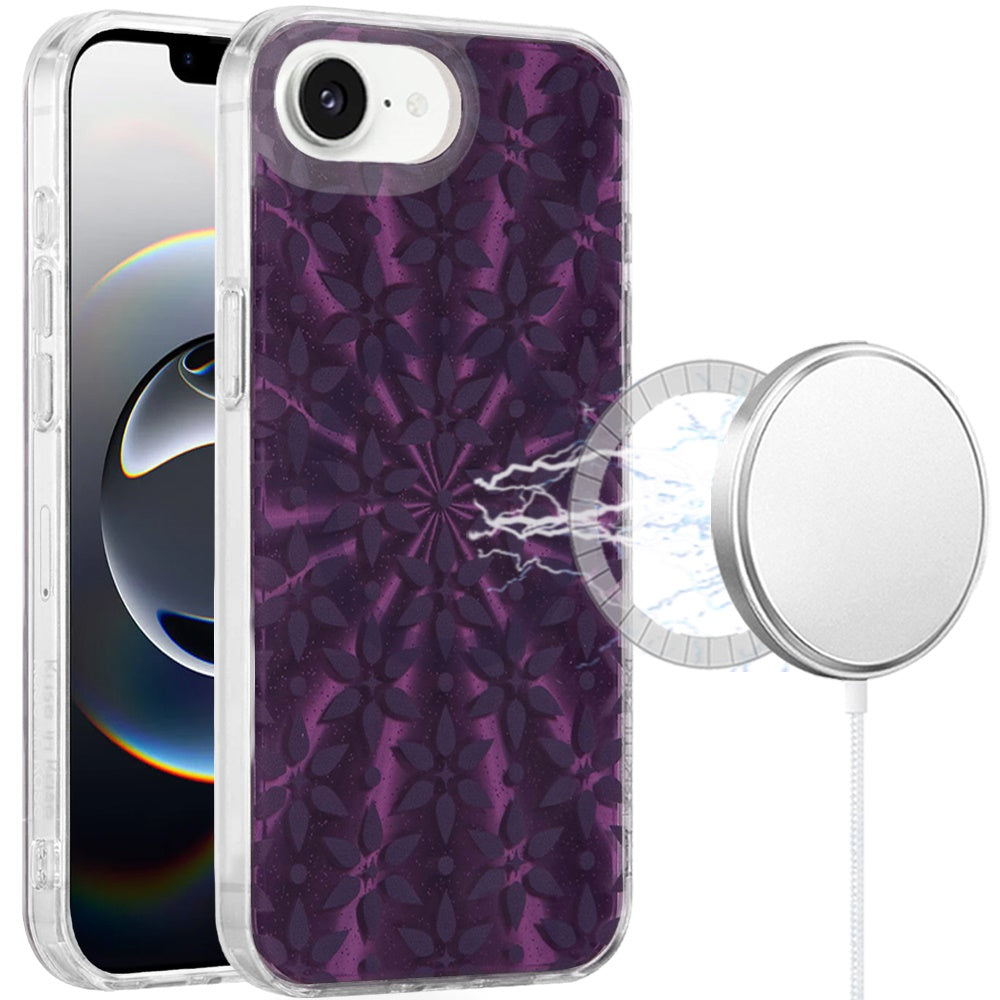 For iPhone 16e Case In Mold Design Dual Layer Magnetic Circle + Tempered Glass