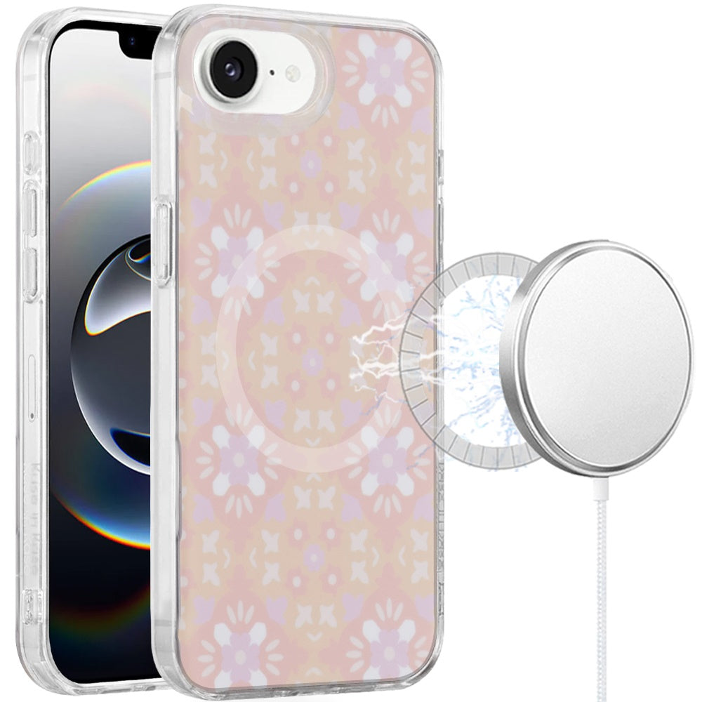 For iPhone 16e Case In Mold Design Dual Layer Magnetic Circle + Tempered Glass