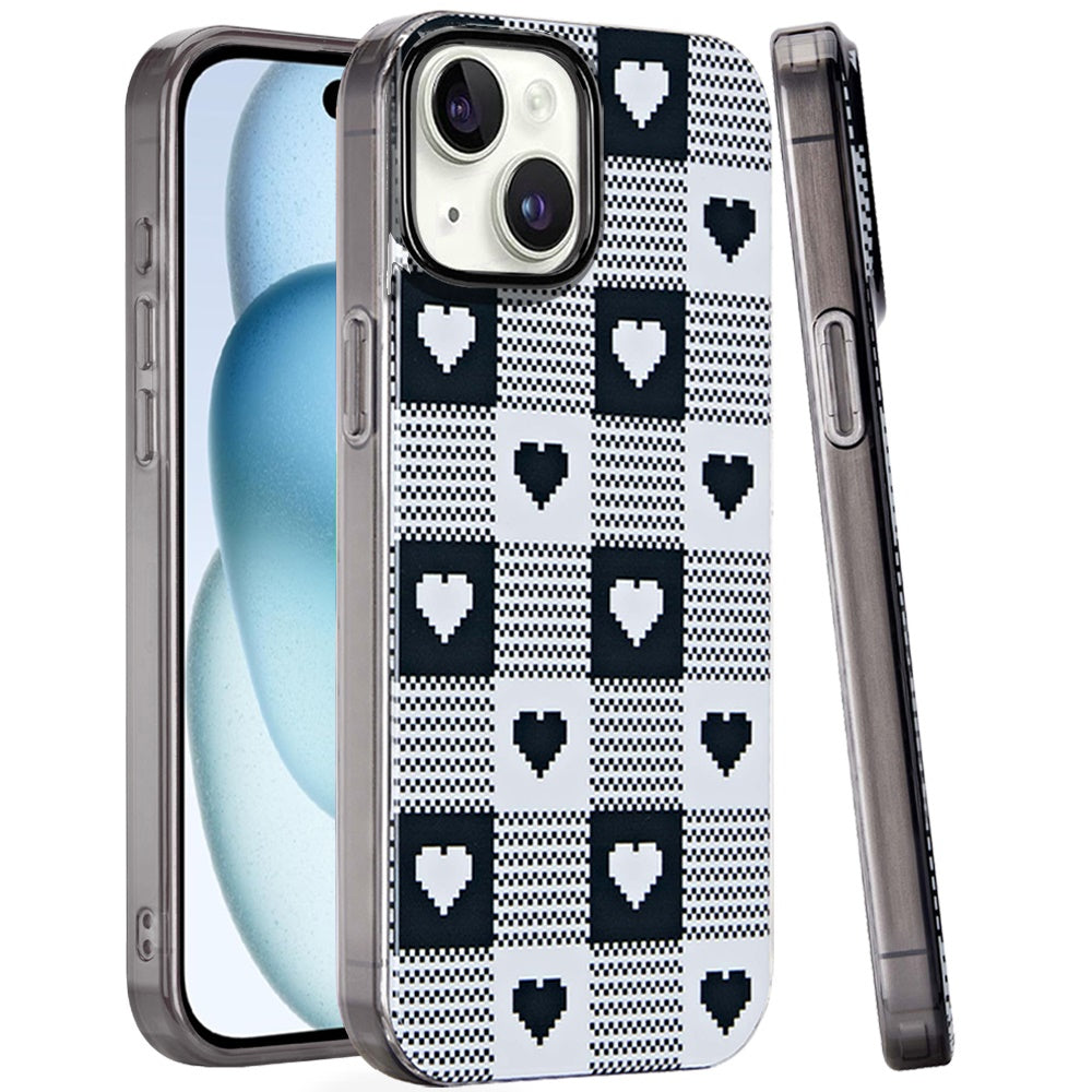 For iPhone 15 Case Dual Layer In Mold Design TPU Phone Cover + 2 Tempered Glass