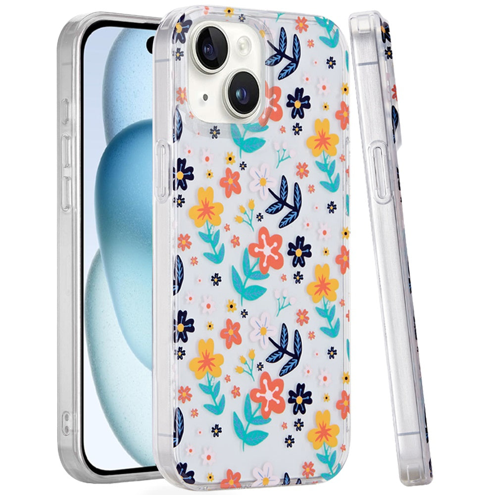 For iPhone 15 Case Dual Layer In Mold Design TPU Phone Cover + 2 Tempered Glass