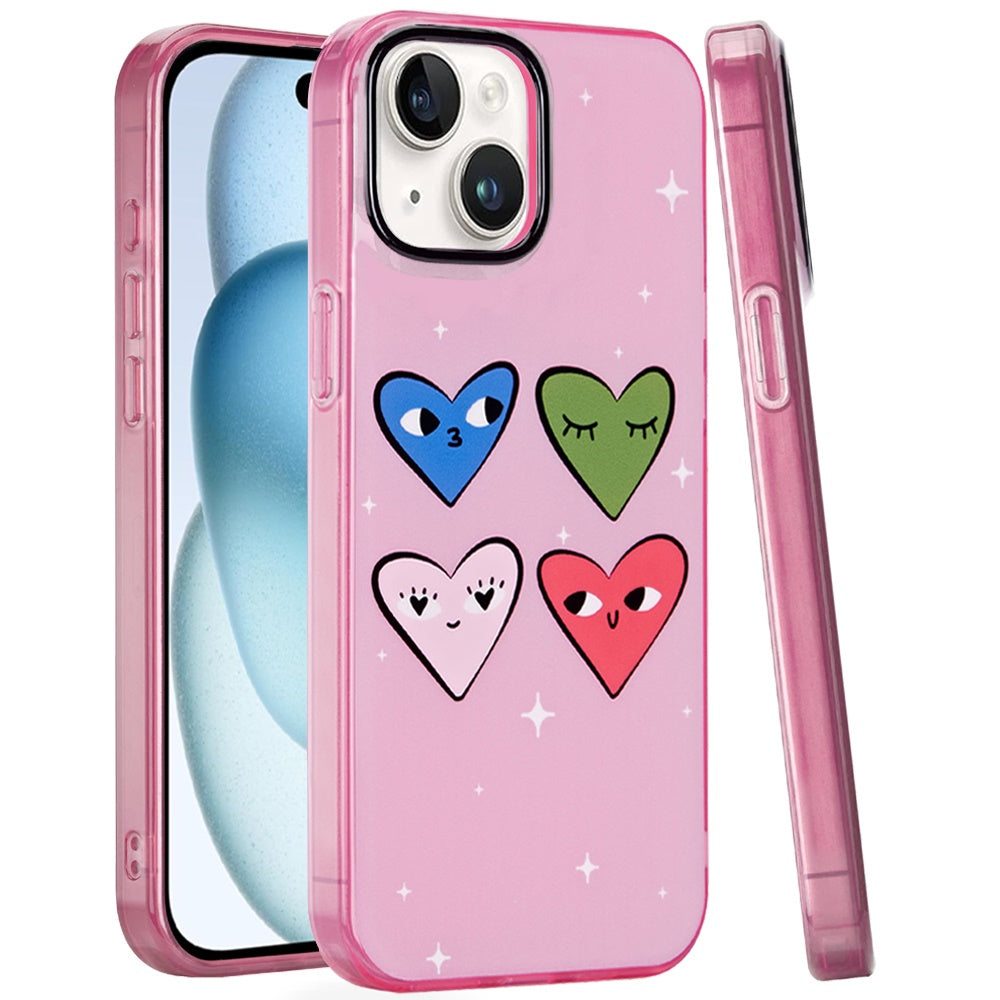 For iPhone 15 Case Dual Layer In Mold Design TPU Phone Cover + 2 Tempered Glass