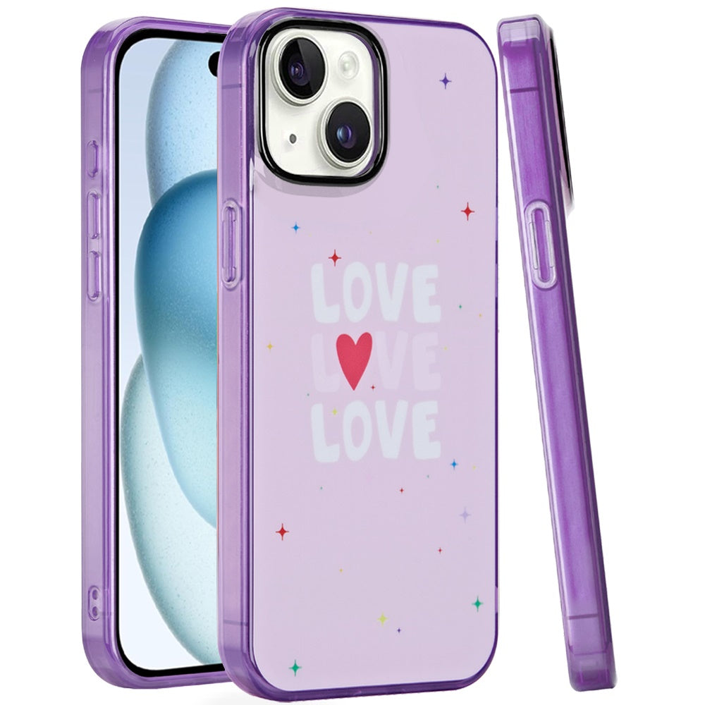 For iPhone 15 Case Dual Layer In Mold Design TPU Phone Cover + 2 Tempered Glass