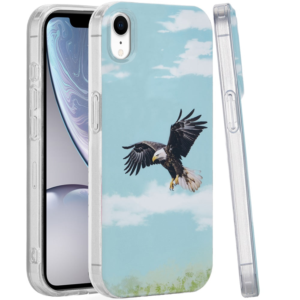 For iPhone XR Case Dual Layer In Mold Design TPU Phone Cover + Tempered Glass