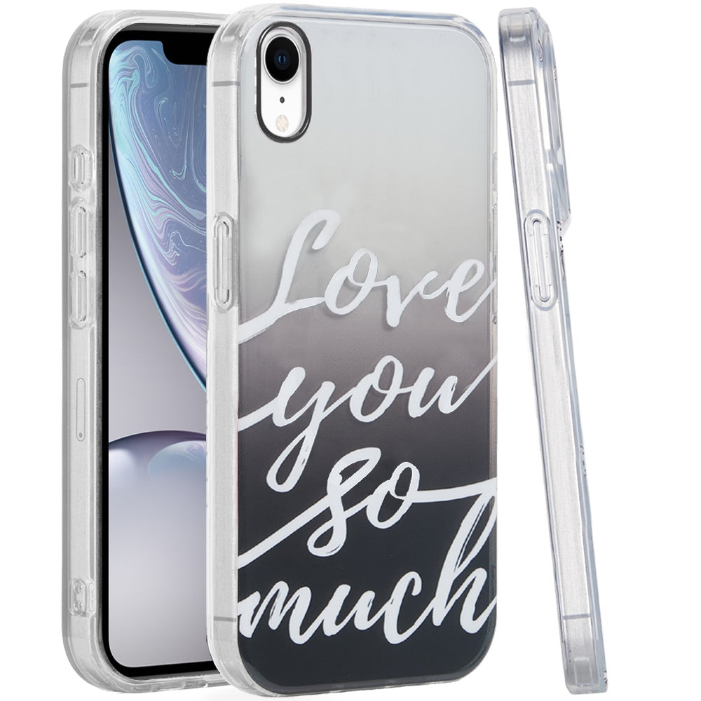 For iPhone XR Case Dual Layer In Mold Design TPU Phone Cover + Tempered Glass