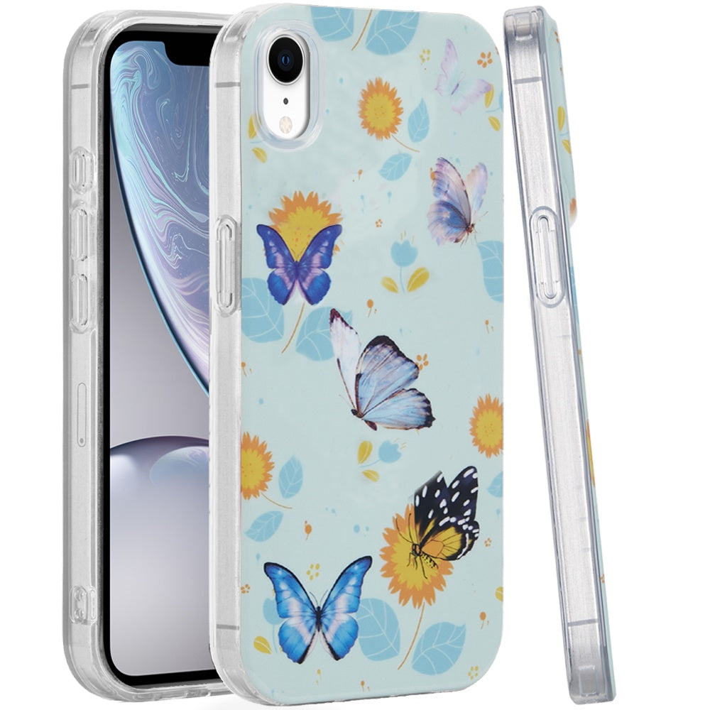For iPhone XR Case Dual Layer In Mold Design TPU Phone Cover + Tempered Glass