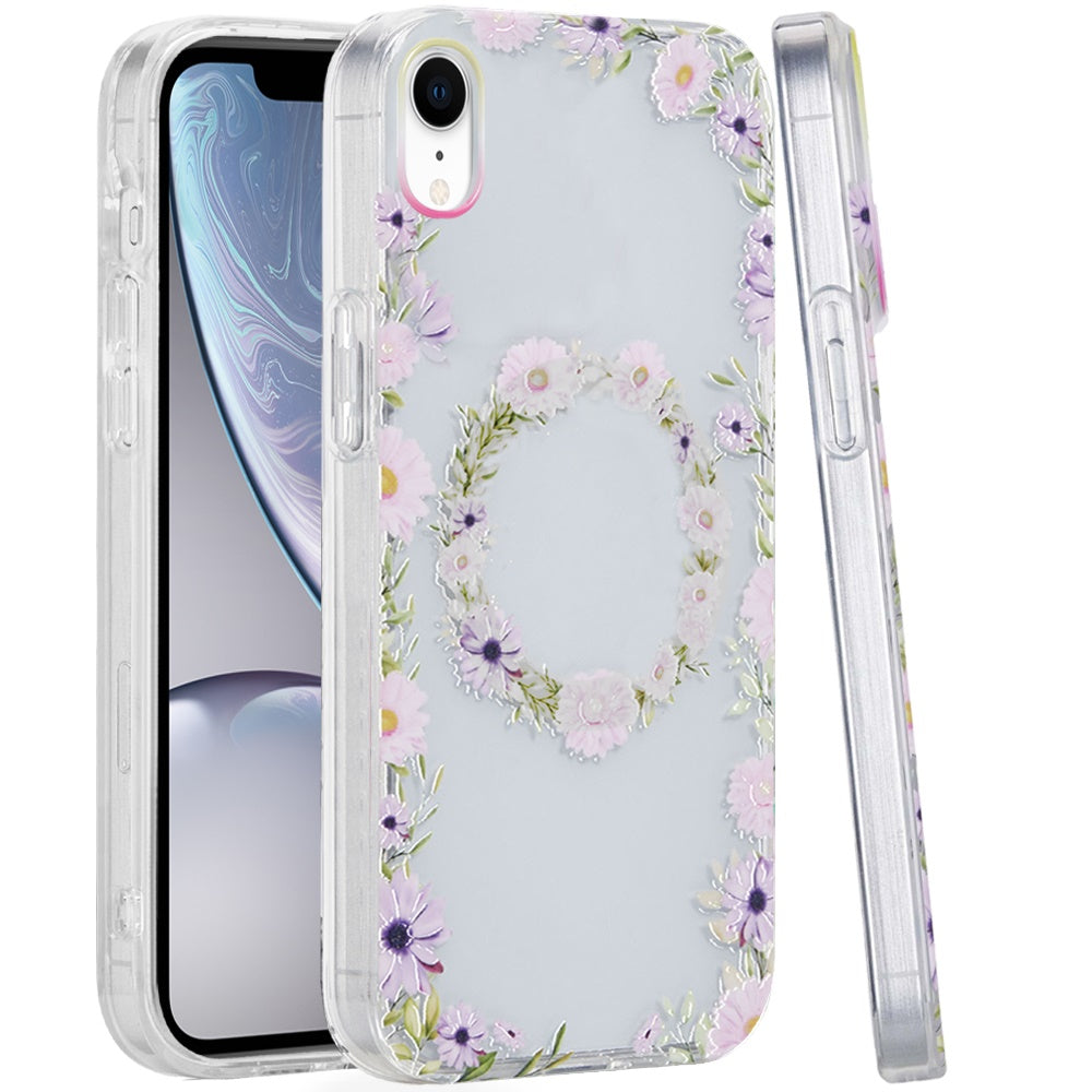 For iPhone XR Case Dual Layer In Mold Design TPU Phone Cover + Tempered Glass