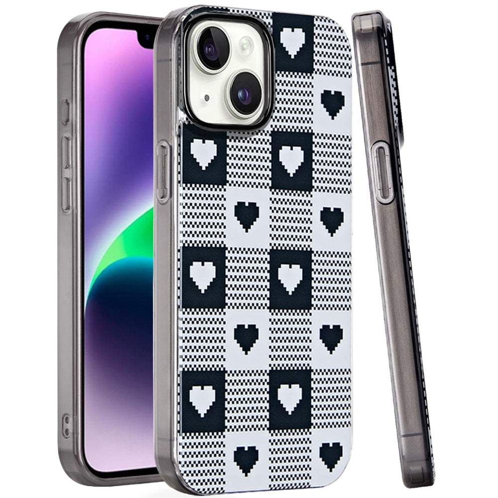 For iPhone 13/14 Case Dual Layer In Mold Design TPU Phone Cover + Tempered Glass
