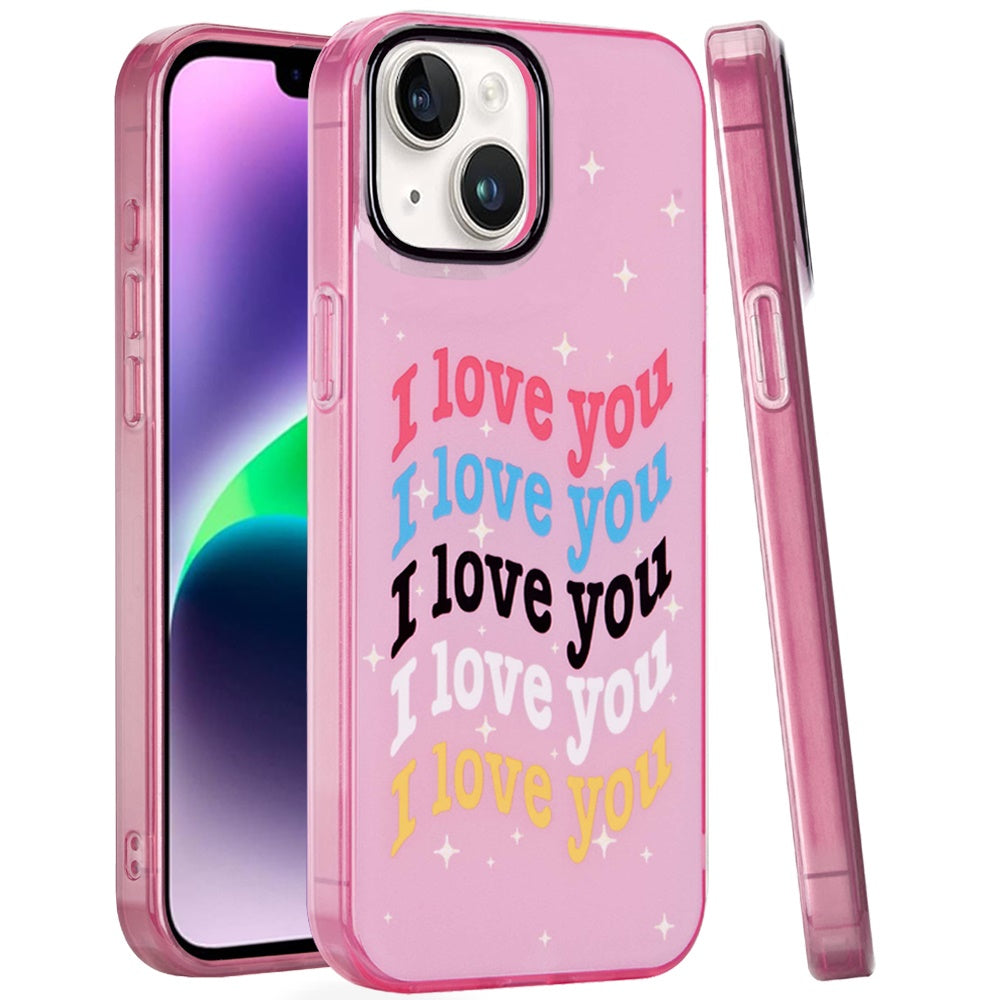 For iPhone 13/14 Case Dual Layer In Mold Design TPU Phone Cover + Tempered Glass