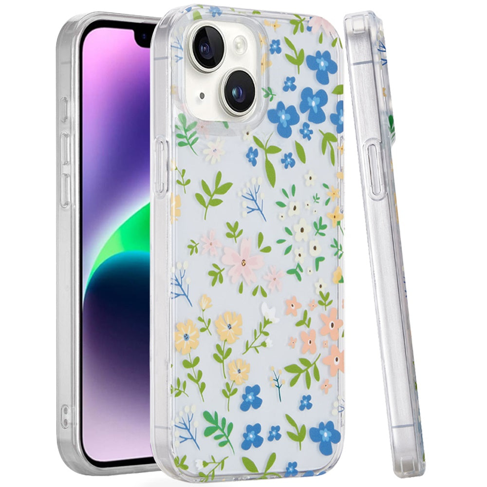 For iPhone 13/14 Case Dual Layer In Mold Design TPU Phone Cover + Tempered Glass