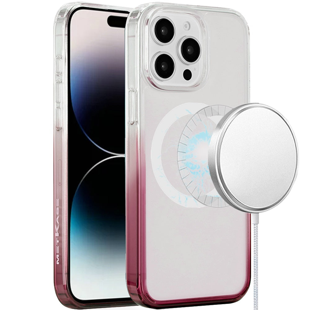 For iPhone 14 PRO MAX 6.7 in. Case Magnetic Circle Gradient Two Tone Phone Cover