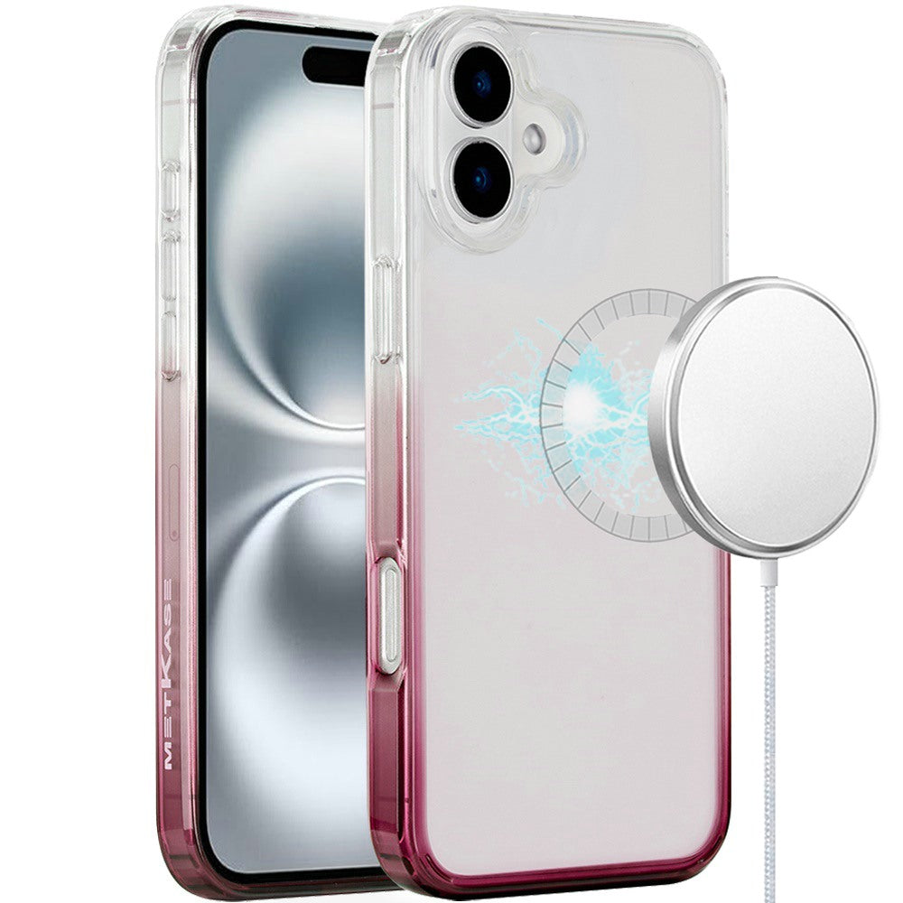 For iPhone 16 6.1inch Case Magnetic Circle Gradient Two Tone + Tempered Glass