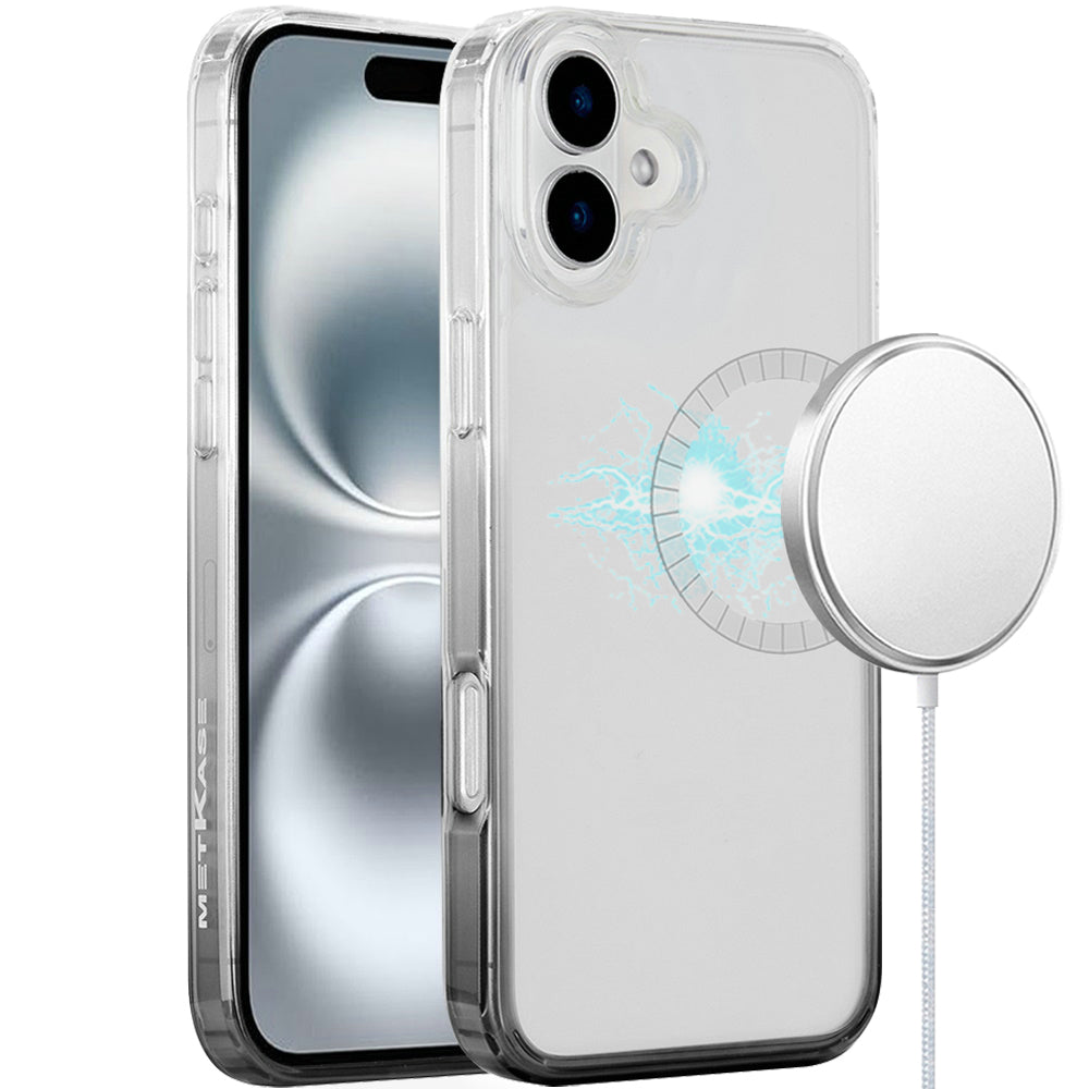 For iPhone 16 6.1inch Case Magnetic Circle Gradient Two Tone + Tempered Glass