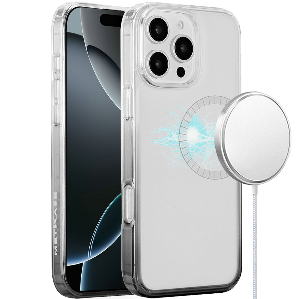 For iPhone 16 Pro 6.3in Case Magnetic Circle Gradient Two Tone + Tempered Glass