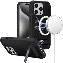 For iPhone 15 Pro Max Case Magnetic Circle Pop-out Stand + 2 Tempered Glass