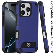 For iPhone 16 Pro 6.3in Case Magnetic Circle Pop-out Stand + Tempered Glass