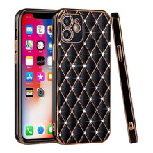 For iPhone 14 PRO Case Diamond Studs Bling Pattern Electroplated TPU Phone Cover