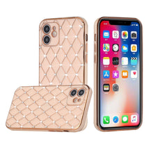 For iPhone 14 PRO Case Diamond Studs Bling Pattern Electroplated TPU Phone Cover