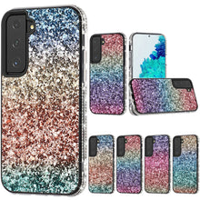 For iPhone 13 PRO Case Full Glitter Back w/ Faux Diamond Bumper Fashion Cover