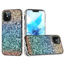 For iPhone 13 PRO Case Full Glitter Back w/ Faux Diamond Bumper Fashion Cover