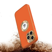 For iPhone 15 PRO Case PU Leather Chrome Glass Lens Cover + 2 Tempered Glass