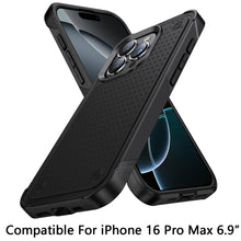 For iPhone 16 PRO MAX Case Dual Layer Dot Pattern Shockproof + Tempered Glass