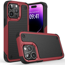 For iPhone 15 Case Dual Layer Perforated Design Shockproof + 2 Tempered Glass