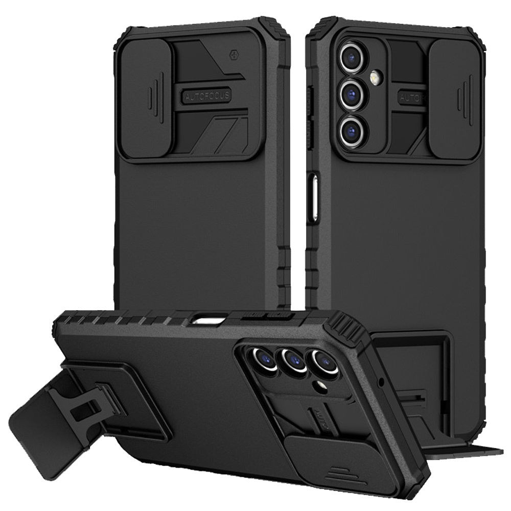 For Samsung A17 5G Case Dual Layer Camera Protection Kickstand + Tempered Glass