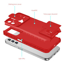 For Samsung A17 5G Case Dual Layer Camera Protection Kickstand + Tempered Glass