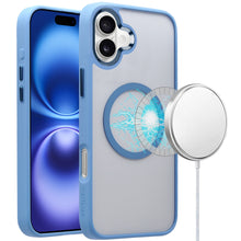 For iPhone 16 Plus 6.7in Case Soft Magnetic Circle Metal Button + Tempered Glass