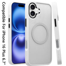 For iPhone 16 Plus 6.7in Case Soft Magnetic Circle Metal Button + Tempered Glass