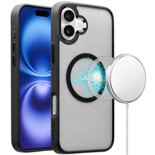 For iPhone 16 6.1inch Case Magnetic Circle Soft w/ Metal Button + Tempered Glass