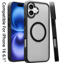 For iPhone 16 6.1inch Case Magnetic Circle Soft w/ Metal Button + Tempered Glass