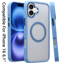 For iPhone 16 6.1inch Case Magnetic Circle Soft w/ Metal Button + Tempered Glass