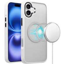 For iPhone 16 6.1inch Case Magnetic Circle Soft w/ Metal Button + Tempered Glass