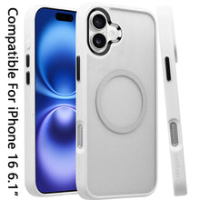 For iPhone 16 6.1inch Case Magnetic Circle Soft w/ Metal Button + Tempered Glass