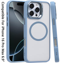 For iPhone 16 PRO MAX Case Magnetic Circle Chrome Camera Stand + Tempered Glass