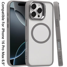 For iPhone 16 PRO MAX Case Magnetic Circle Chrome Camera Stand + Tempered Glass