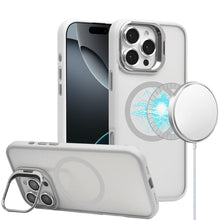 For iPhone 16 PRO MAX Case Magnetic Circle Chrome Camera Stand + Tempered Glass