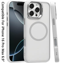 For iPhone 16 PRO MAX Case Magnetic Circle Chrome Camera Stand + Tempered Glass