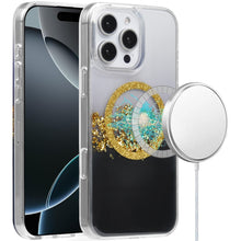 For iPhone 16 PRO MAX Case Magnetic Circle Fused Glitter Epoxy + Tempered Glass