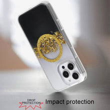 For iPhone 16 PRO MAX Case Magnetic Circle Fused Glitter Epoxy + Tempered Glass