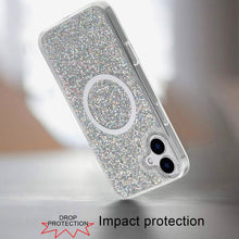 For iPhone 16 Plus 6.7in Case Magnet Circle Fused Glitter Epoxy + Tempered Glass